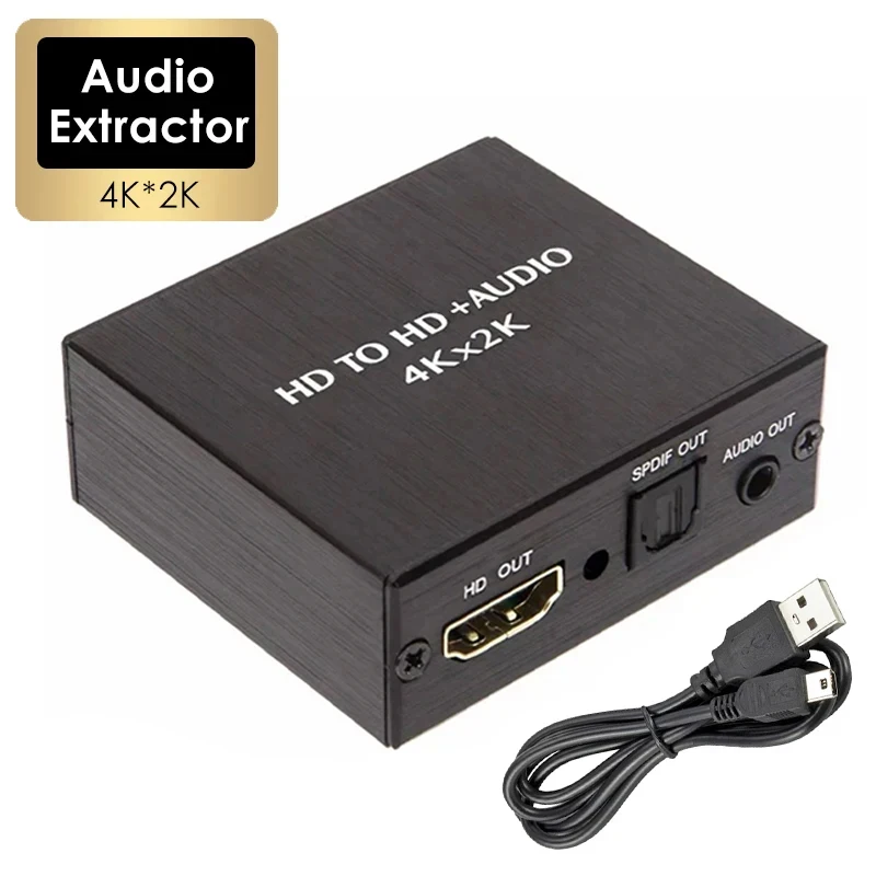4K X 2K Video Audio Extractor HDTV to 3.5MM Audio Converter SPDIF Optical TOSLINK Stereo Out Splitter Adapter