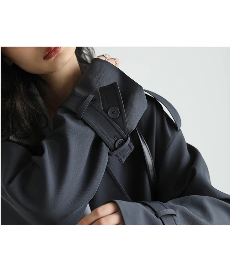 CHIC VEN Women Trench Coat Solid Loose Contrast Double Collar Double Breasted Long Female Windbreaker Office Lady Spring Autumn