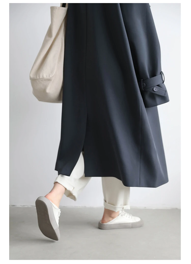 CHIC VEN Women Trench Coat Solid Loose Contrast Double Collar Double Breasted Long Female Windbreaker Office Lady Spring Autumn