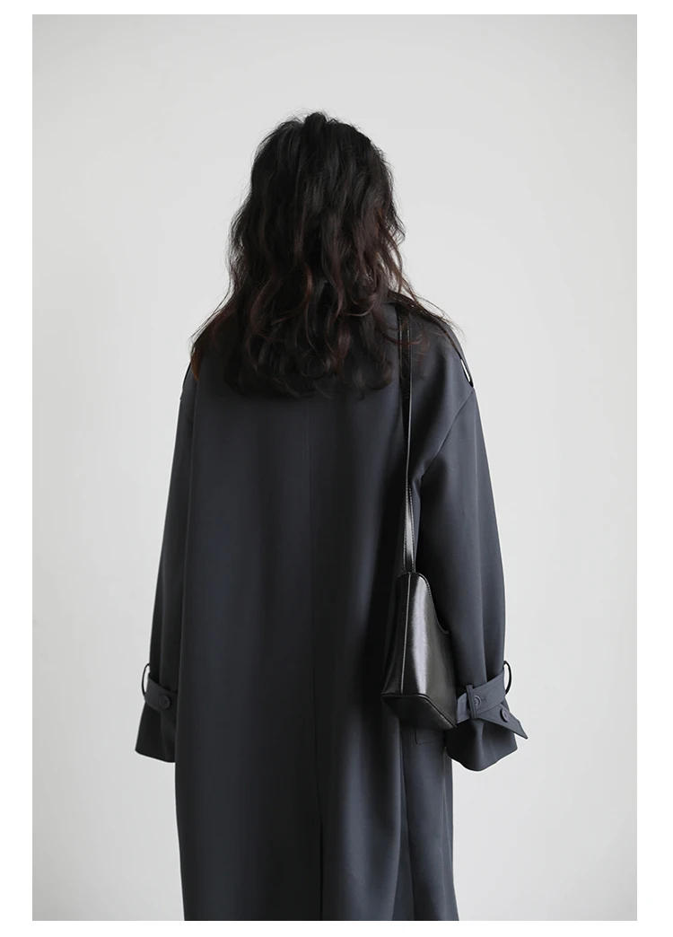 CHIC VEN Women Trench Coat Solid Loose Contrast Double Collar Double Breasted Long Female Windbreaker Office Lady Spring Autumn