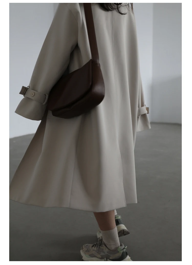 CHIC VEN Women Trench Coat Solid Loose Contrast Double Collar Double Breasted Long Female Windbreaker Office Lady Spring Autumn