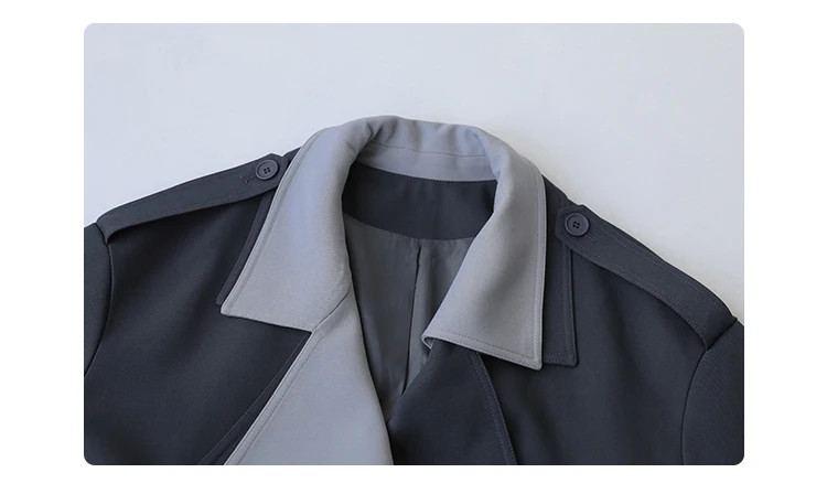 CHIC VEN Women Trench Coat Solid Loose Contrast Double Collar Double Breasted Long Female Windbreaker Office Lady Spring Autumn