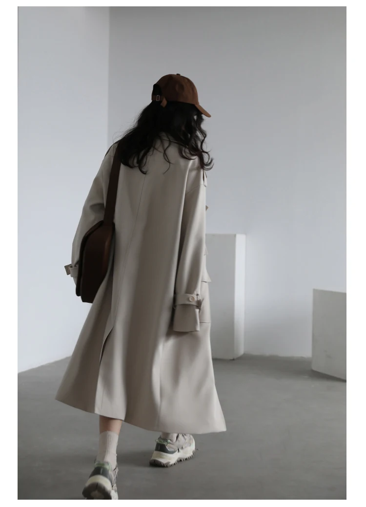 CHIC VEN Women Trench Coat Solid Loose Contrast Double Collar Double Breasted Long Female Windbreaker Office Lady Spring Autumn