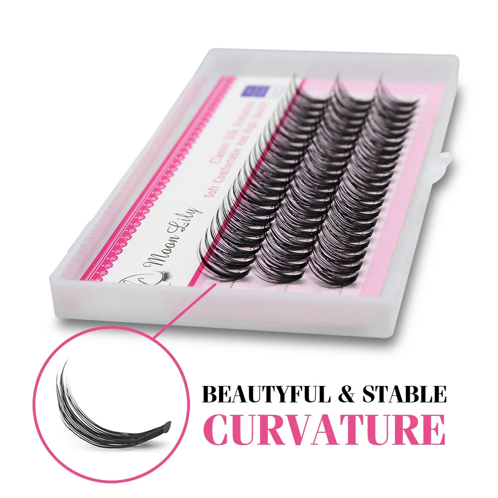 New Version Moonlily Professional Mink EyeLashes Extension Silk 3D Volume Lashes Bundles Makeup Grafting False Cluster Eyelash