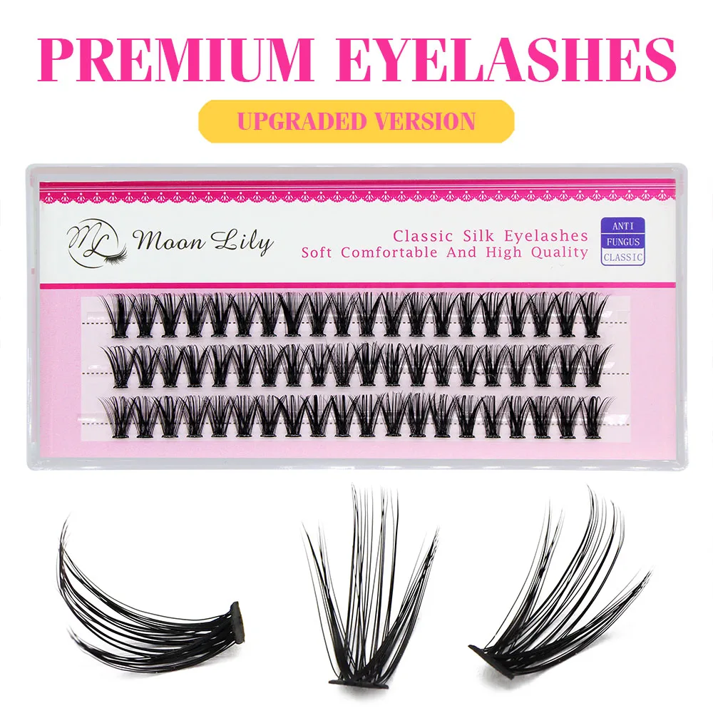New Version Moonlily Professional Mink EyeLashes Extension Silk 3D Volume Lashes Bundles Makeup Grafting False Cluster Eyelash