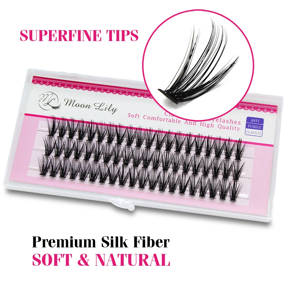 New Version Moonlily Professional Mink EyeLashes Extension Silk 3D Volume Lashes Bundles Makeup Grafting False Cluster Eyelash