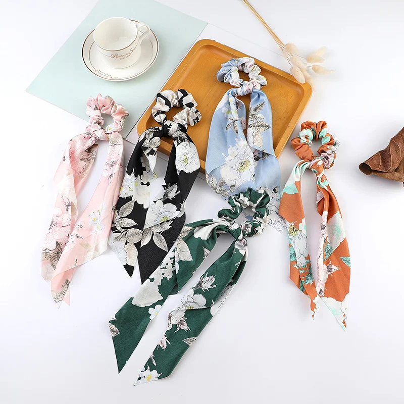 Fashion Dots Scrunchies Long Hair Rope Korean Hair Ties for Women Ponytail Scarf Sweet Elastic Hair Band Hair Accessories
