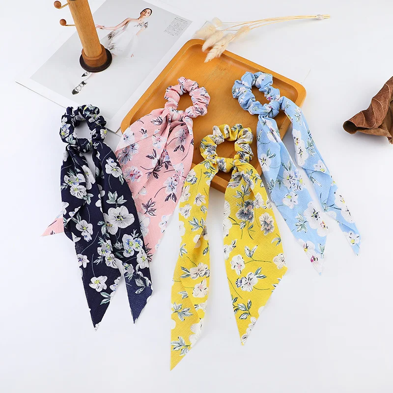 Fashion Dots Scrunchies Long Hair Rope Korean Hair Ties for Women Ponytail Scarf Sweet Elastic Hair Band Hair Accessories