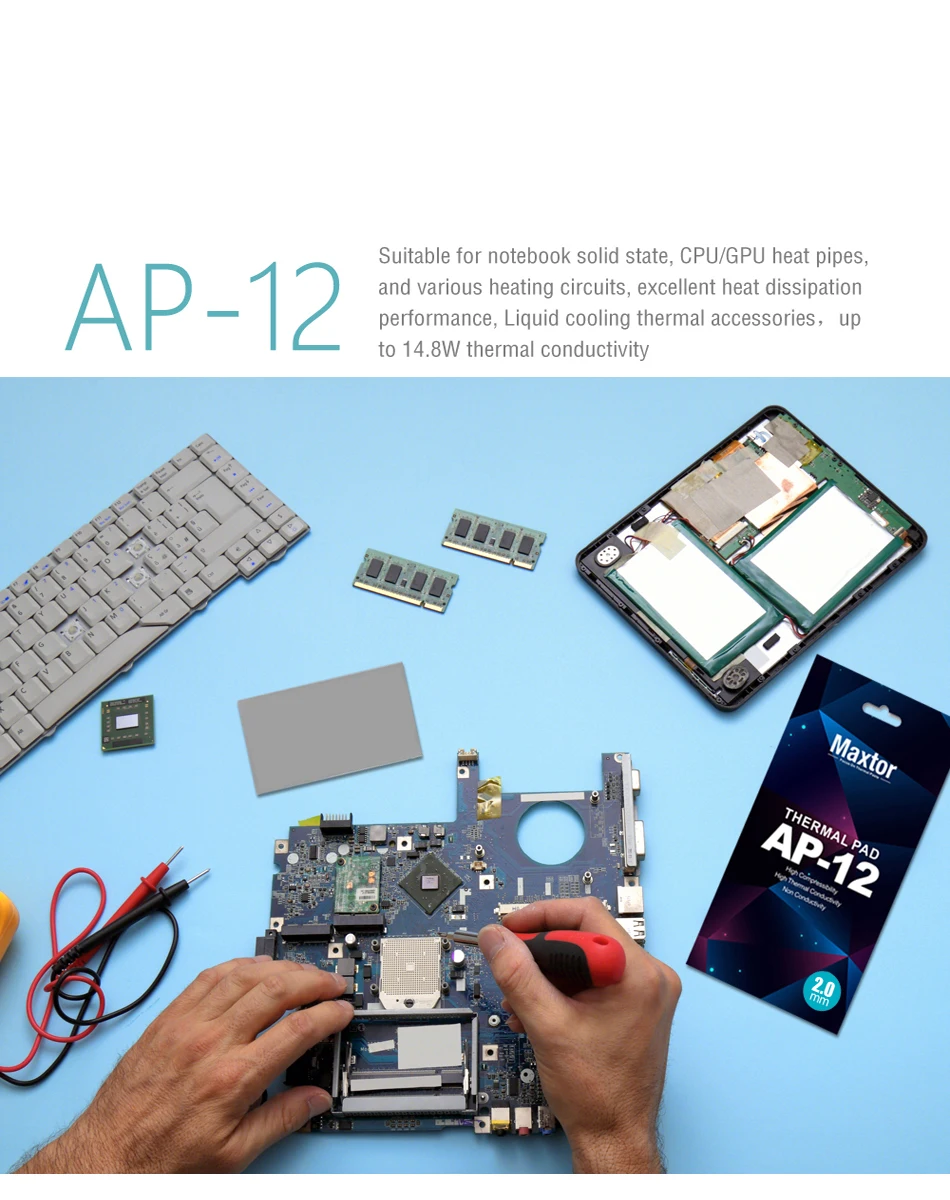 Maxtor AP-12 Thermal Pad 14.8W/mk High Thermal Conductivity Heat Dissipation Silicone Pad CPU/GPU Silicone Grease Cooling Pad