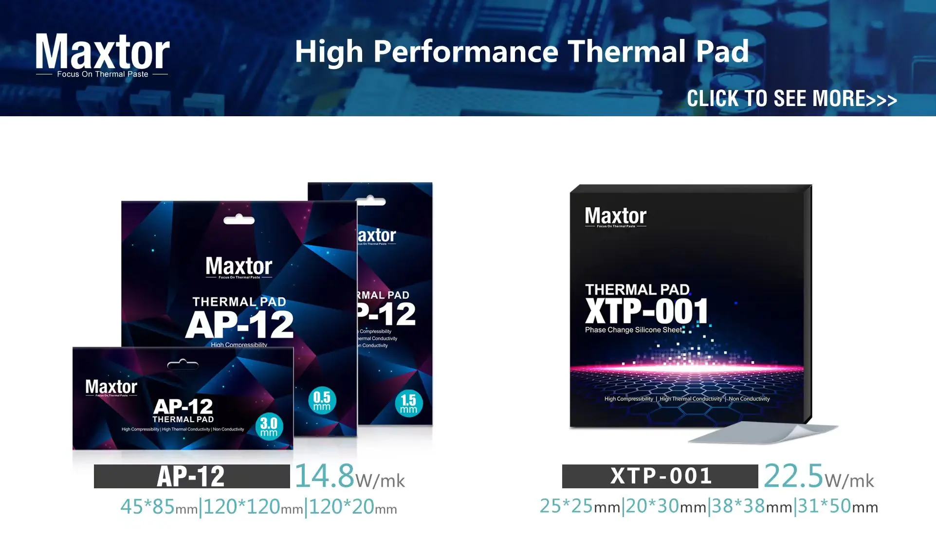 Maxtor AP-12 Thermal Pad 14.8W/mk High Thermal Conductivity Heat Dissipation Silicone Pad CPU/GPU Silicone Grease Cooling Pad