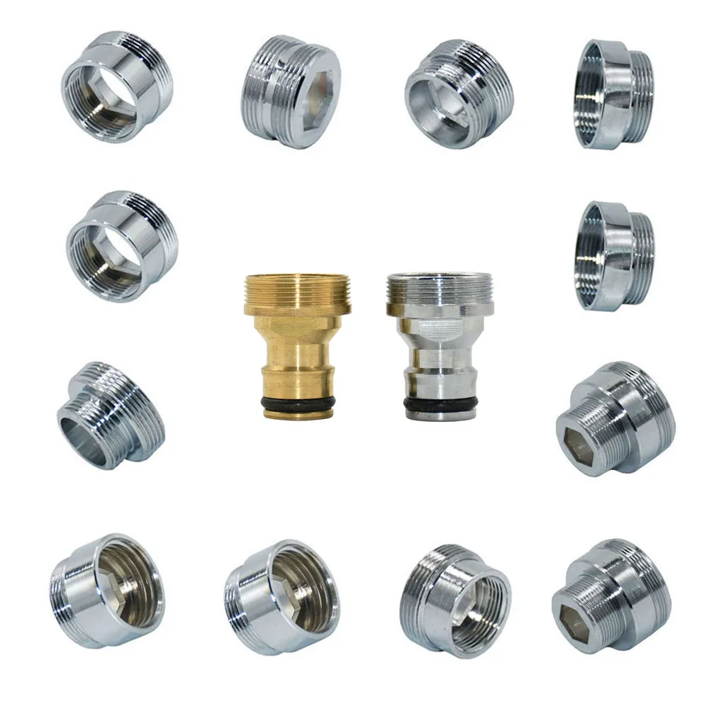 Brass Silver Water Faucet Coupler 1/2 To M16 M18 M20 M22 M24 M28 Thread Connector Fittings For Bubbler Kitchen And Bathroom