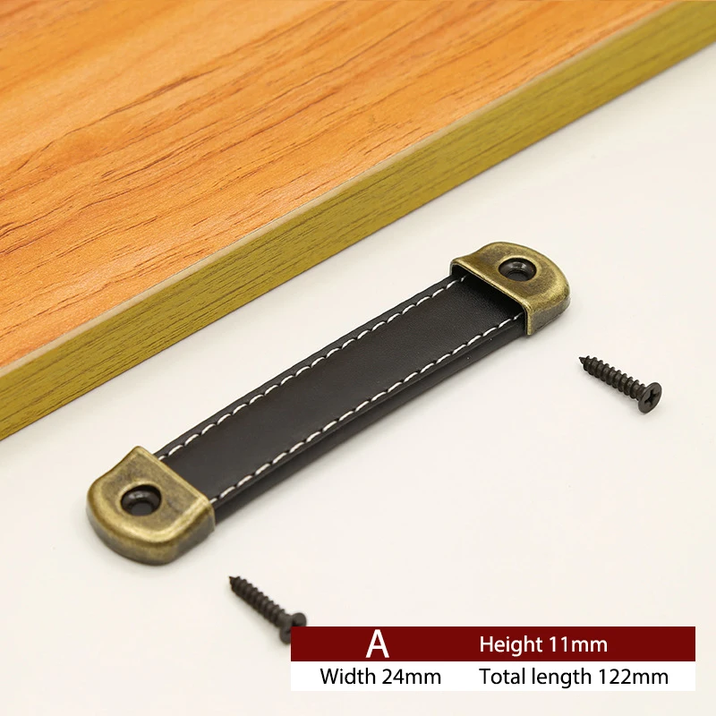 Furniture Cabinet Door Handle Cowhide Small Wardrobe Drawer Door Pull Wooden Box Gift Box Leather Handle