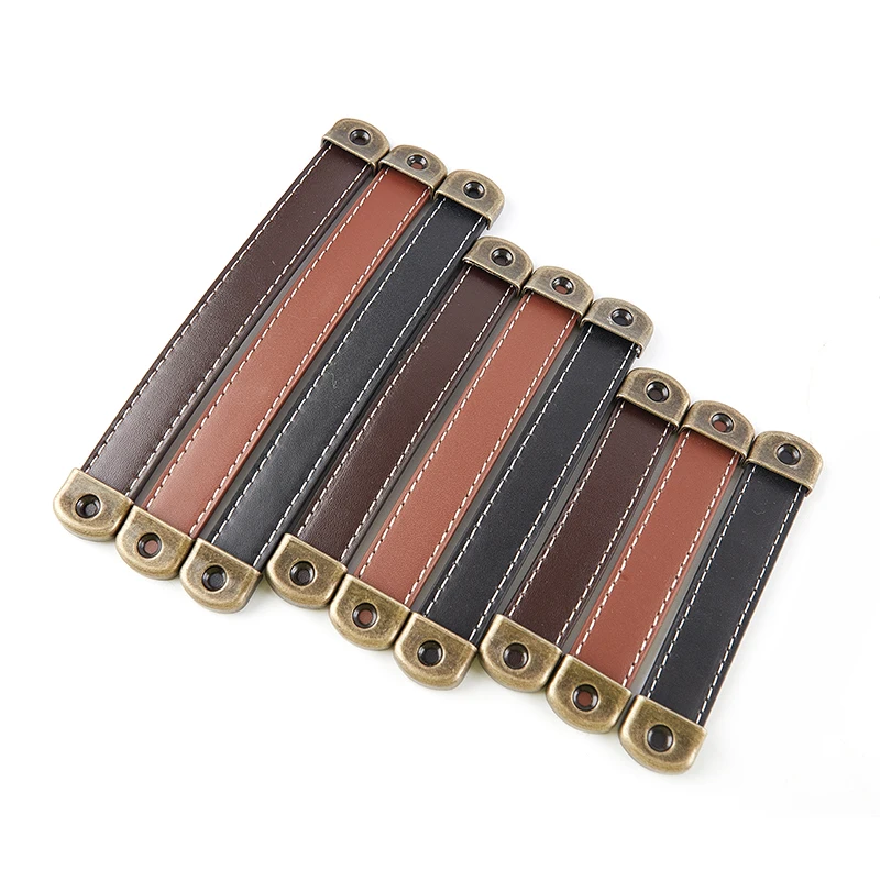 Furniture Cabinet Door Handle Cowhide Small Wardrobe Drawer Door Pull Wooden Box Gift Box Leather Handle