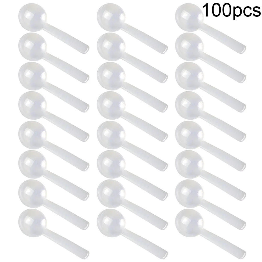 100pcs 1g White Plastic Food Grade PP Plastic DIY Baking Supplies Measuring Spoon Gram Scoop Food Baking Medicine Powder