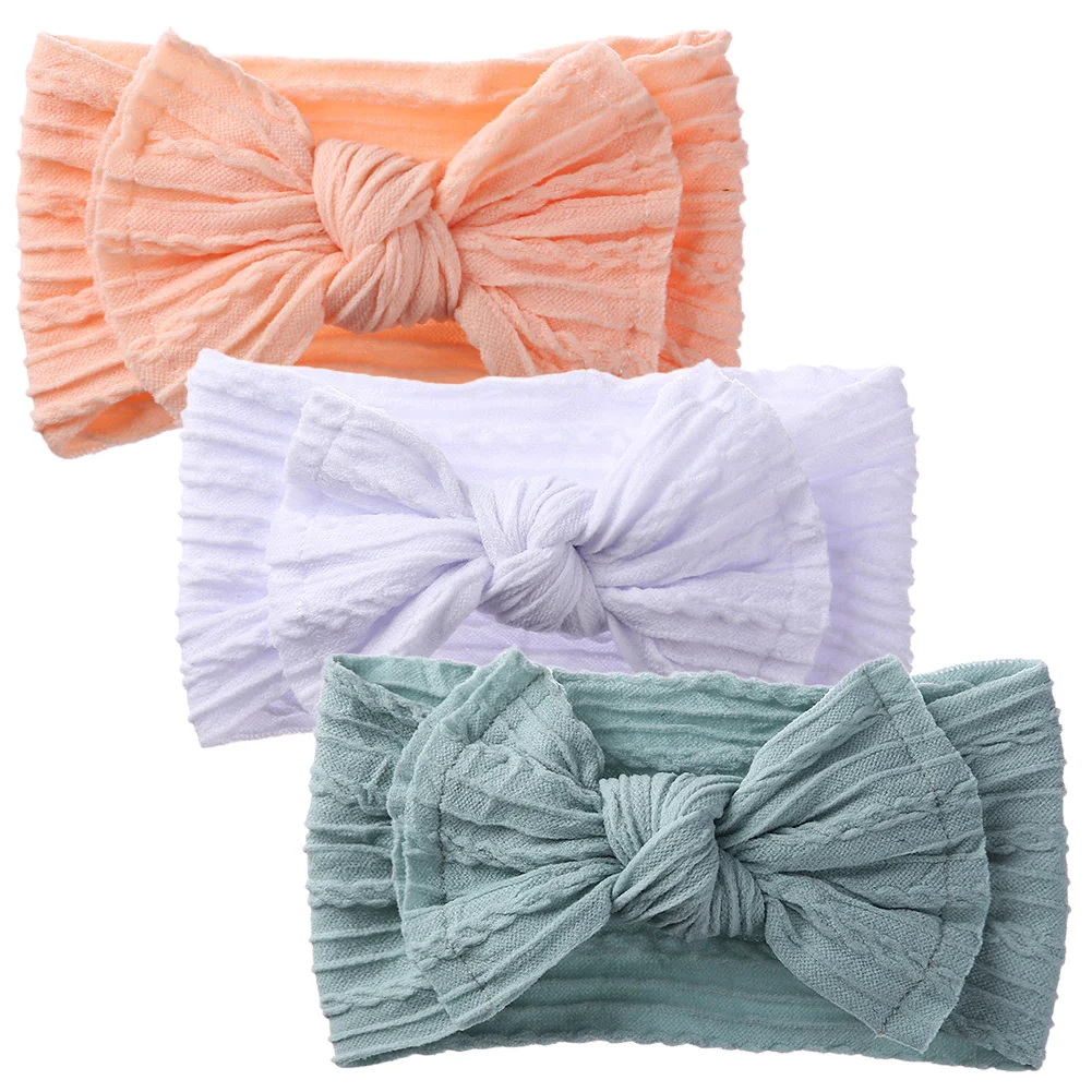 3Pcs/Set Soft Nylon Baby Bow Headband Newborn Girl Daisy Flower Print Hair Bands Topknot High Elastic Kids Braided Headwraps