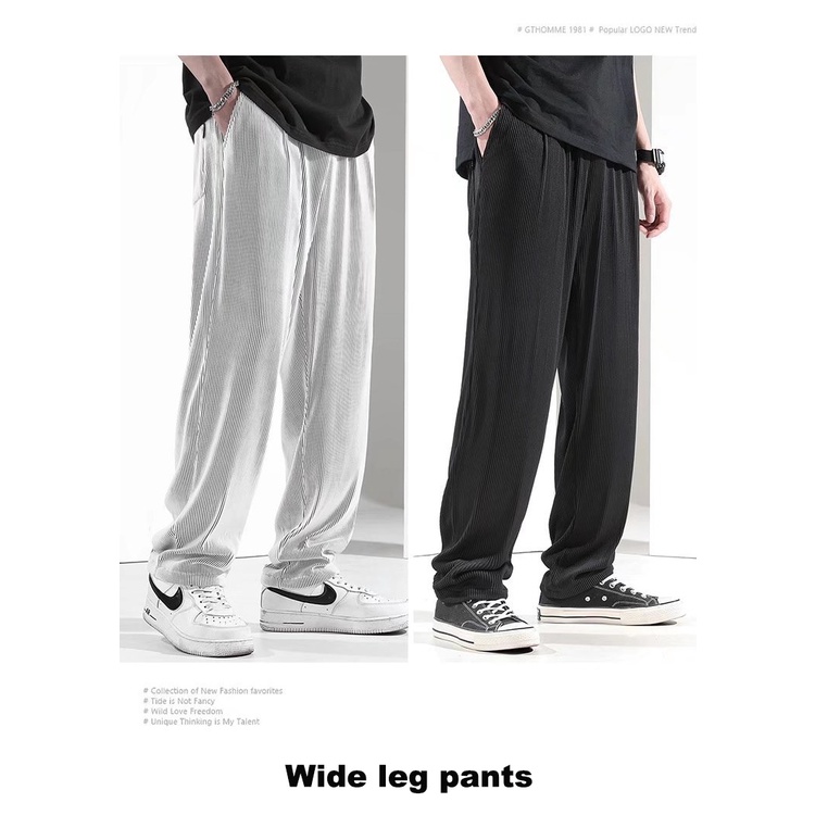 Summer Ice Silk Loose Pants for Men Wide Leg Casual Pants Premium Quality Loose Drape Pants