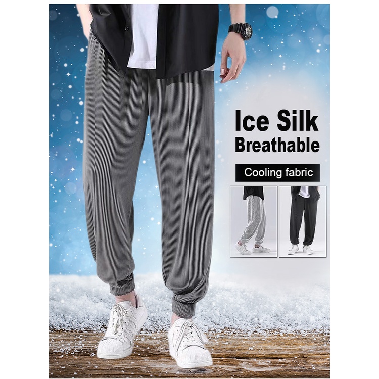 Summer Ice Silk Loose Pants for Men Wide Leg Casual Pants Premium Quality Loose Drape Pants