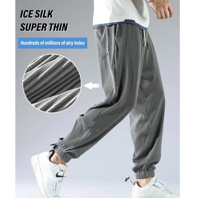 Summer Ice Silk Loose Pants for Men Wide Leg Casual Pants Premium Quality Loose Drape Pants