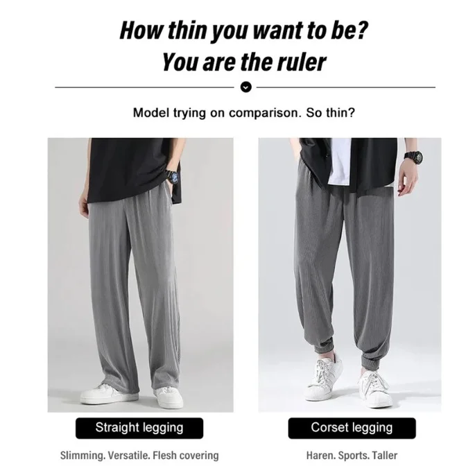 Summer Ice Silk Loose Pants for Men Wide Leg Casual Pants Premium Quality Loose Drape Pants