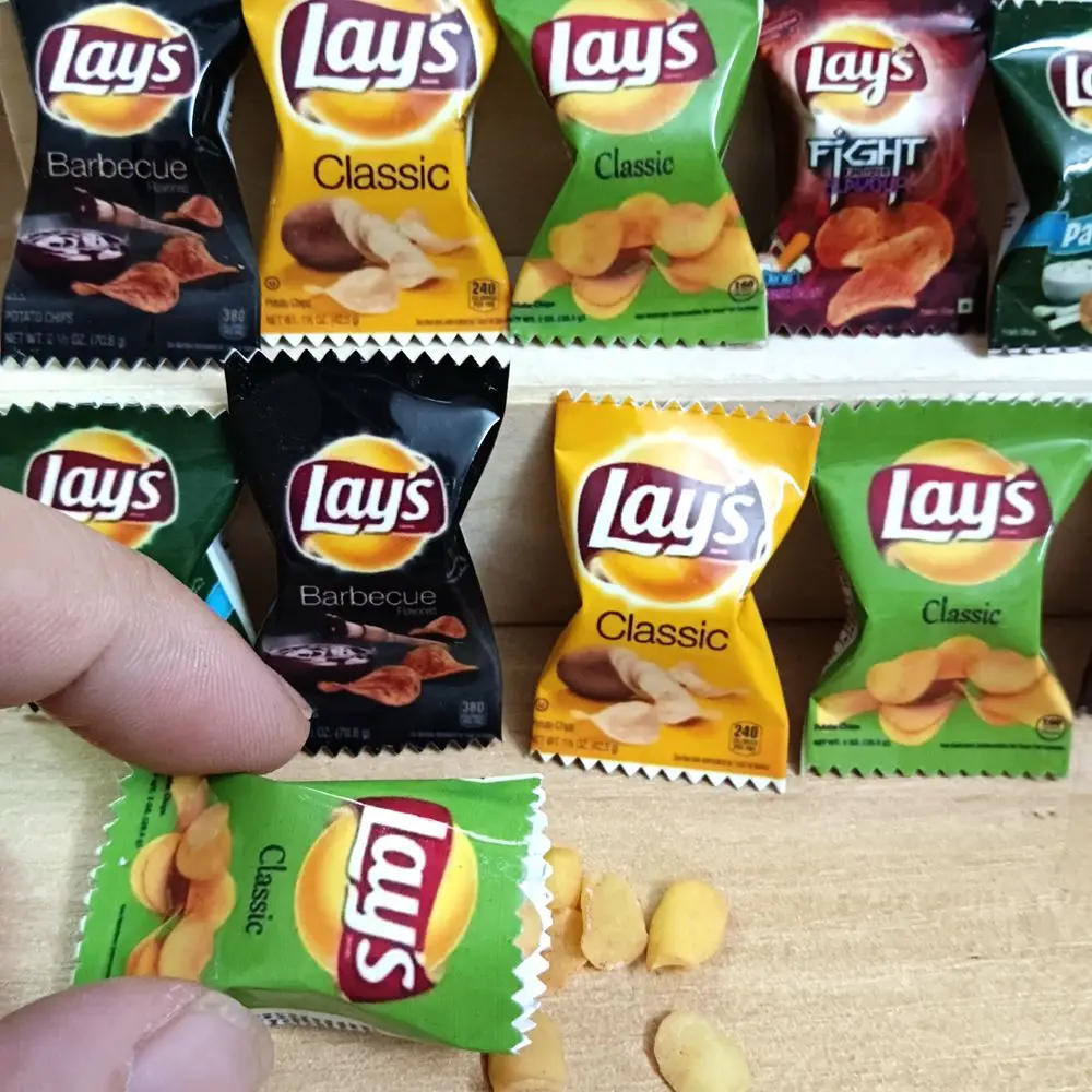 NEW 2Bag with Chips 1/6 Scale Dollhouse Miniature Fried Chips Mini Pretend Food for Blyth BJD Doll House Toys
