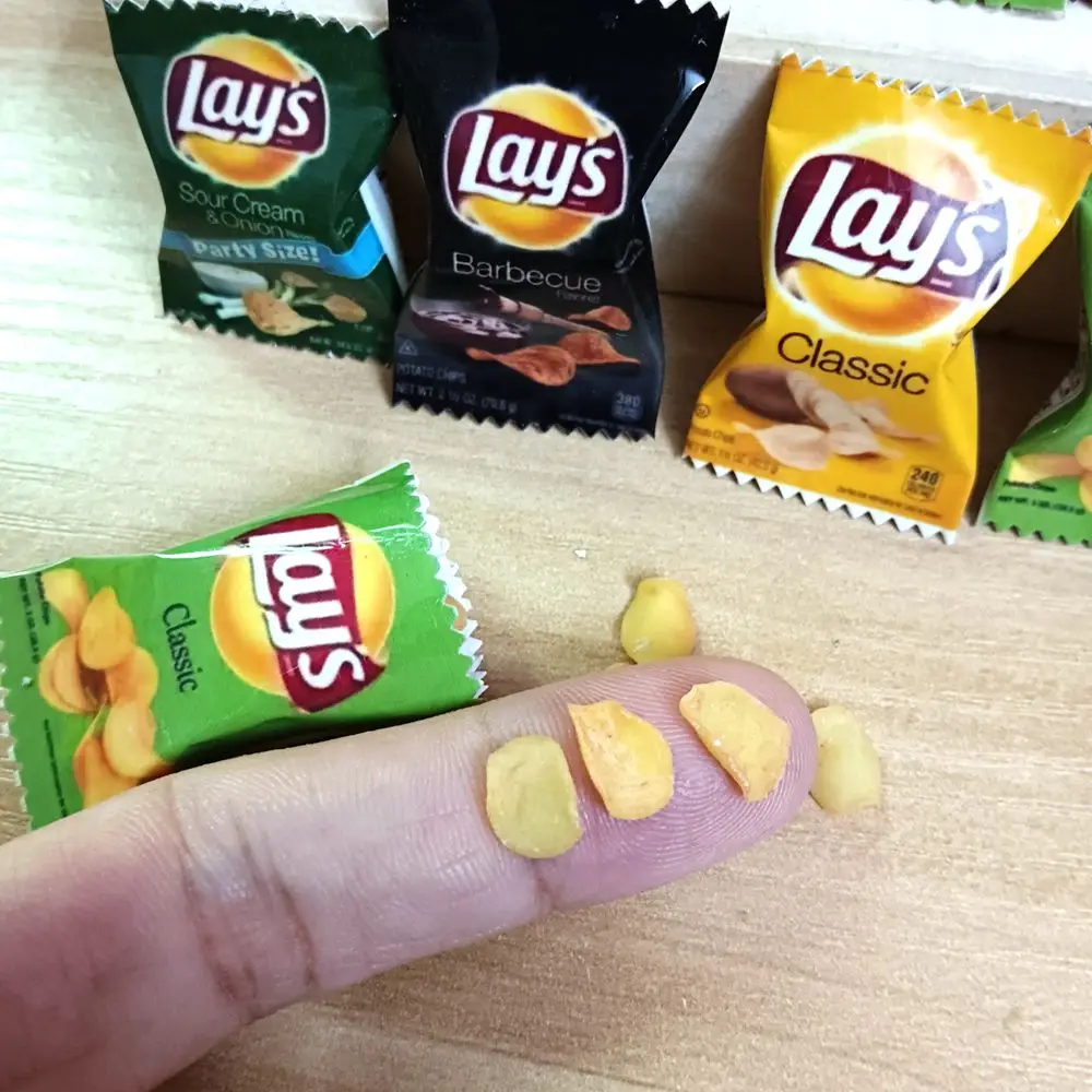 NEW 2Bag with Chips 1/6 Scale Dollhouse Miniature Fried Chips Mini Pretend Food for Blyth BJD Doll House Toys