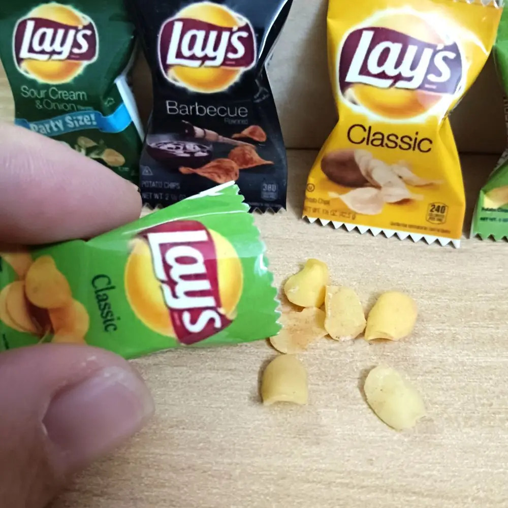 NEW 2Bag with Chips 1/6 Scale Dollhouse Miniature Fried Chips Mini Pretend Food for Blyth BJD Doll House Toys
