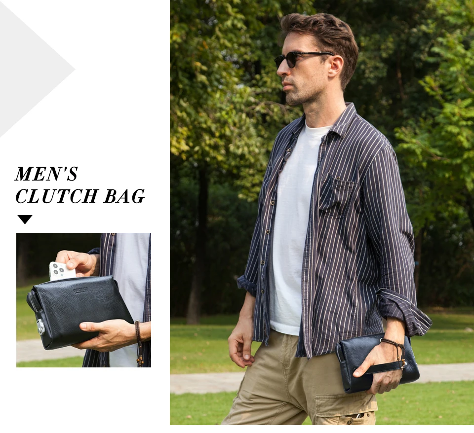 CONTACT'S Genuine Leather Clutch Bag for Men Password Design Casual Hand Wallet Bags Male Long Purse Large Capacity Engrvaing