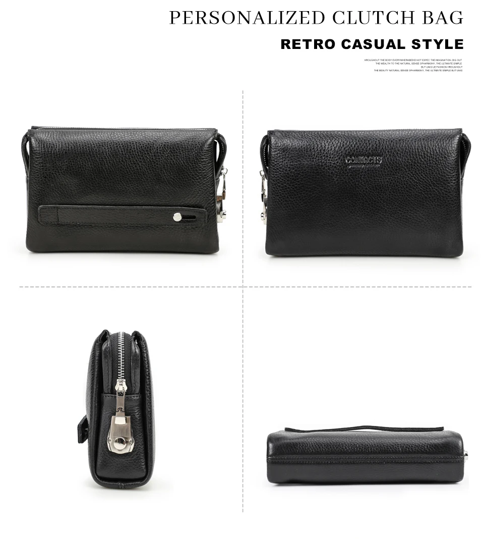 CONTACT'S Genuine Leather Clutch Bag for Men Password Design Casual Hand Wallet Bags Male Long Purse Large Capacity Engrvaing