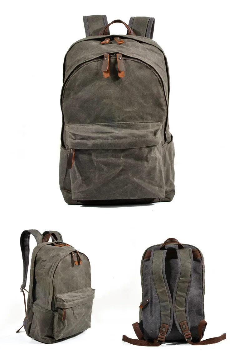 New Designer Waterproof Oil Wax Canvas Daypacks Unisex Men Vintage Backpacks Women Anti-thief Travel Rucksacks Retro School Bags