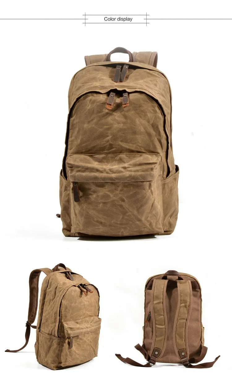 New Designer Waterproof Oil Wax Canvas Daypacks Unisex Men Vintage Backpacks Women Anti-thief Travel Rucksacks Retro School Bags