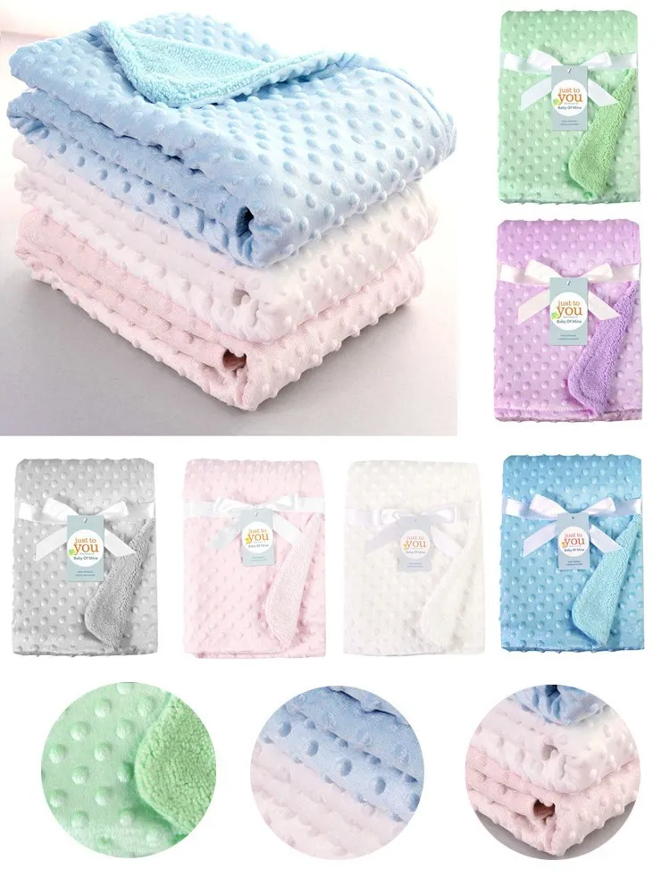 Newborn Baby Blanket Warm Fleece Thermal Soft Stroller Sleep Cover White Pink Beanie Infant Bedding Swaddle Wrap Kids Bath Towel