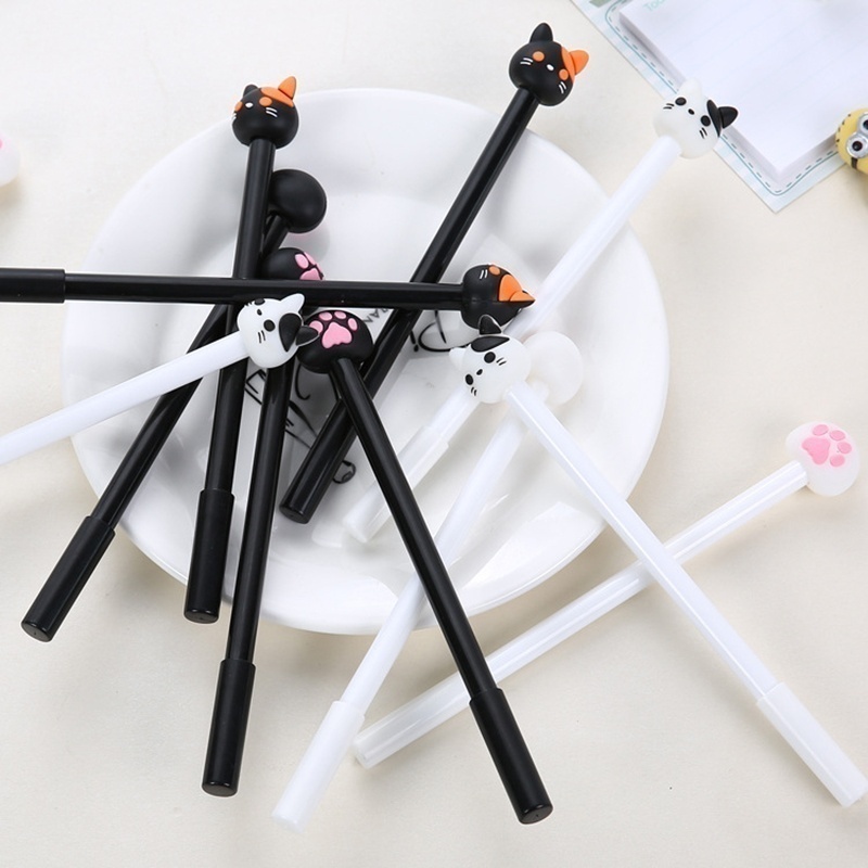 10pcs/batch Kawaii Cat Gel Signature Pen Cute Claw Stylos Black Ink for Hand Account Writing Stationery Office School Supplies