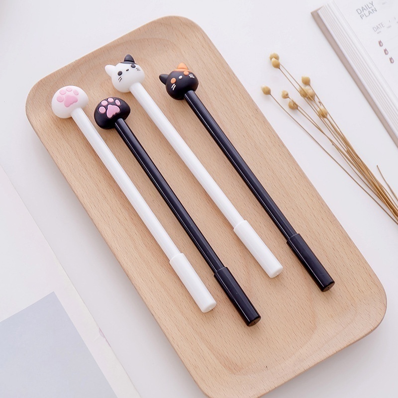 10pcs/batch Kawaii Cat Gel Signature Pen Cute Claw Stylos Black Ink for Hand Account Writing Stationery Office School Supplies