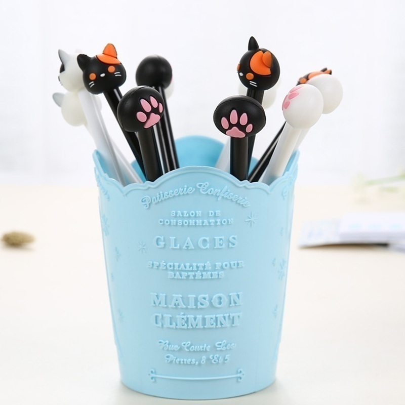 10pcs/batch Kawaii Cat Gel Signature Pen Cute Claw Stylos Black Ink for Hand Account Writing Stationery Office School Supplies
