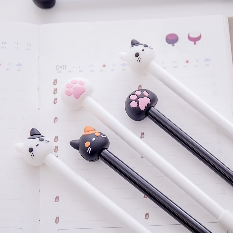 10pcs/batch Kawaii Cat Gel Signature Pen Cute Claw Stylos Black Ink for Hand Account Writing Stationery Office School Supplies