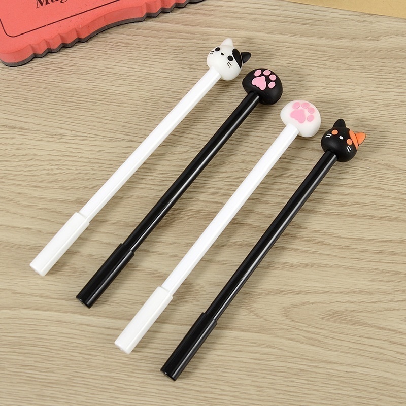 10pcs/batch Kawaii Cat Gel Signature Pen Cute Claw Stylos Black Ink for Hand Account Writing Stationery Office School Supplies