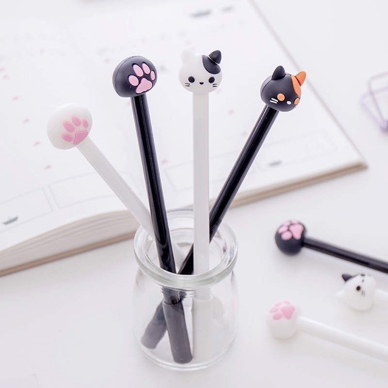 10pcs/batch Kawaii Cat Gel Signature Pen Cute Claw Stylos Black Ink for Hand Account Writing Stationery Office School Supplies