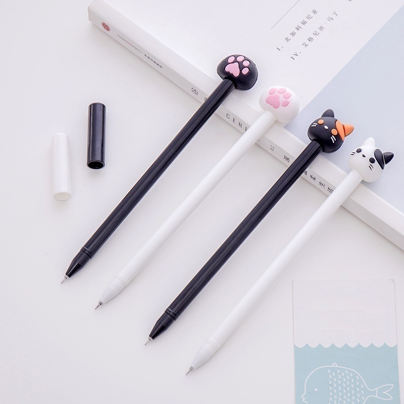 10pcs/batch Kawaii Cat Gel Signature Pen Cute Claw Stylos Black Ink for Hand Account Writing Stationery Office School Supplies