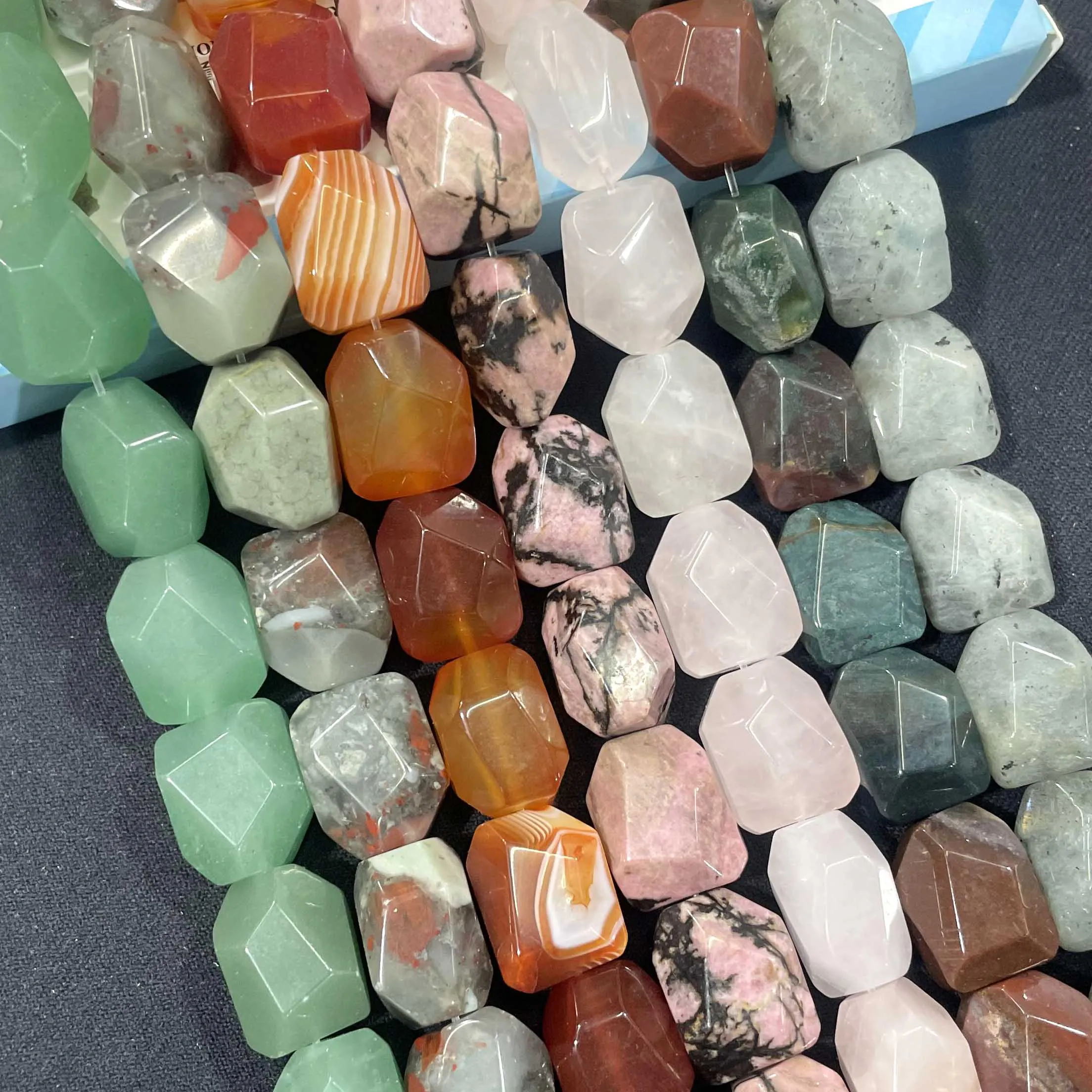 13*17MM Faceted Natural Stone Irregular Shape Agates Crystal Loose Spacer Beads For Jewelry Making DIY Necklace Bracelet