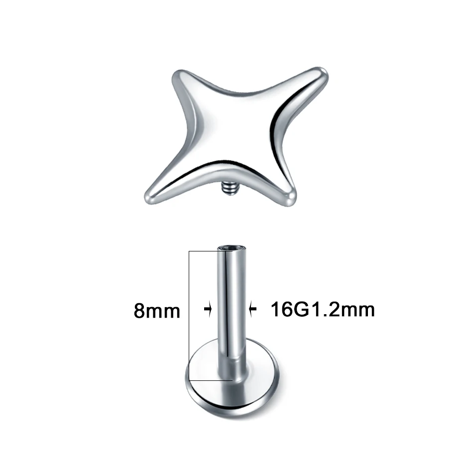 1PC Steel Moon Lighting Labret Bar Rings Crystal Flower Tragus Cartilage Piercing Rook Lobe Ear Helix Piercing Screw Fit Top 16g