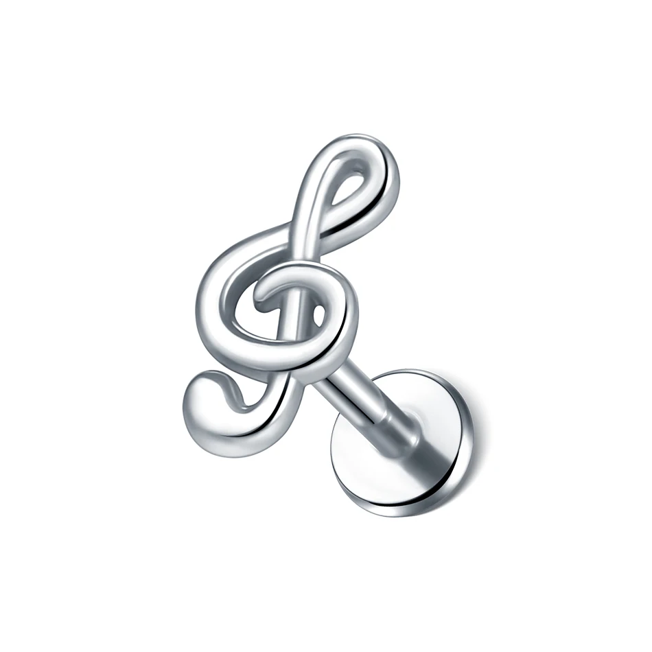 1PC Steel Moon Lighting Labret Bar Rings Crystal Flower Tragus Cartilage Piercing Rook Lobe Ear Helix Piercing Screw Fit Top 16g