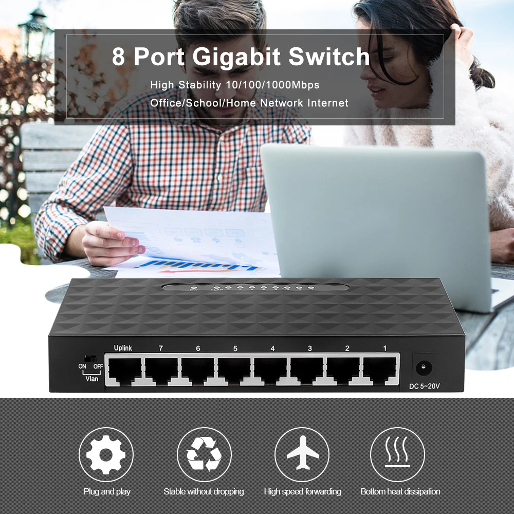 5 8 Port 1000Mbps Gigabit Network Switch Ethernet Smart Switcher High Performance RJ45 Hub Internet Splitter