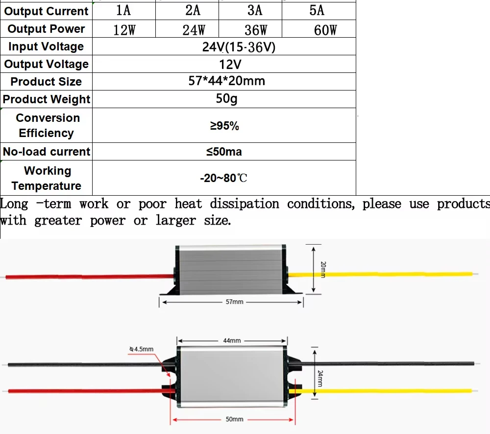 24V to 12V Converter Step Down 24V 12V Waterproof Module DC 1A-5A Buck Model Converter 24V to 12V Voltage Regulator
