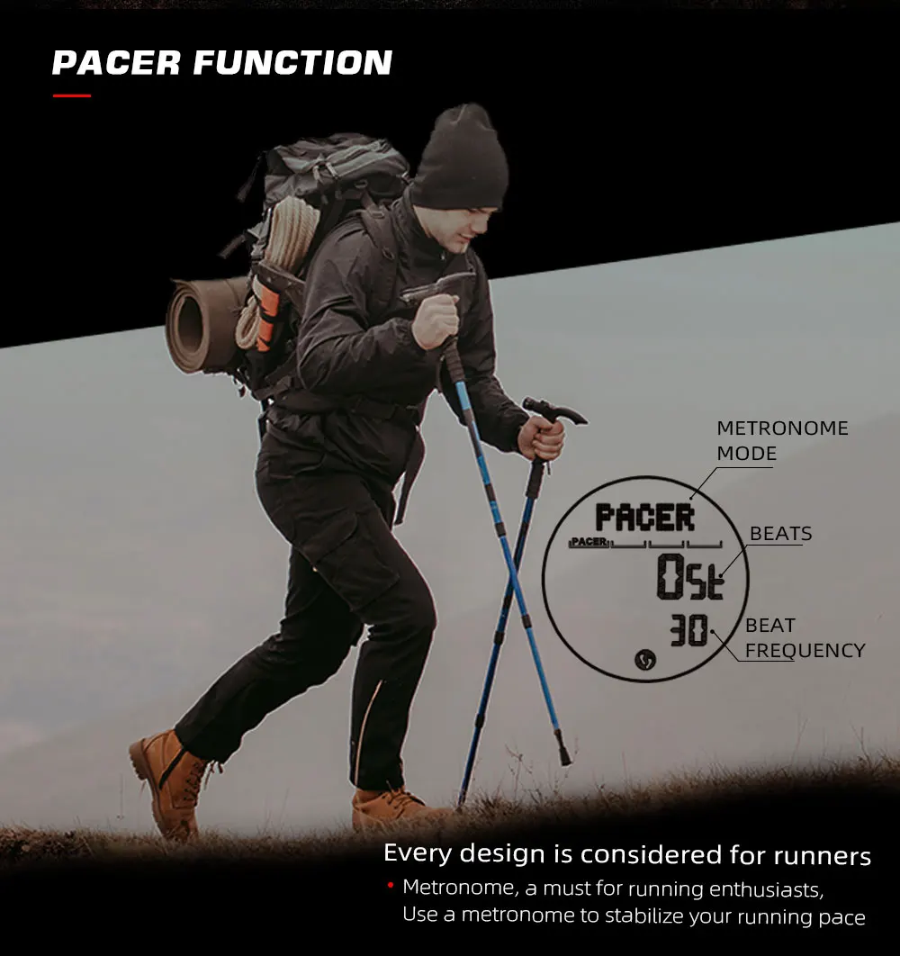 NORTH EDGE ALPS Men's Digital Carbon Fiber Watch Shock Militray Sports Super Light Outdoor Compass Waterproof 50M Wristwatches