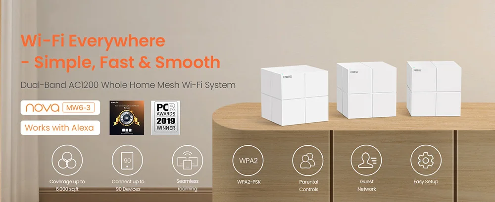 Tenda Nova Mesh WiFi System (MW3)-Up to 2000 sq.ft Whole Home Coverage Replaces Wi-Fi Router Extender Single Easy Step via APP
