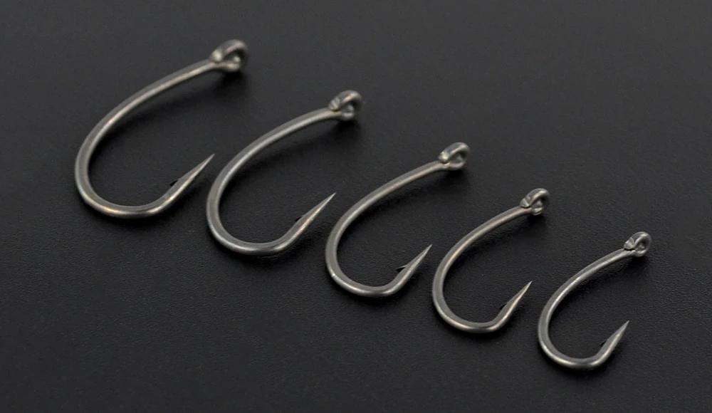 Hirisi 15x Carp Fishing Hooks With Eye Micro Barb High Carbon Steel Fish Hooks PTFE Coated Fishing Accessories X915