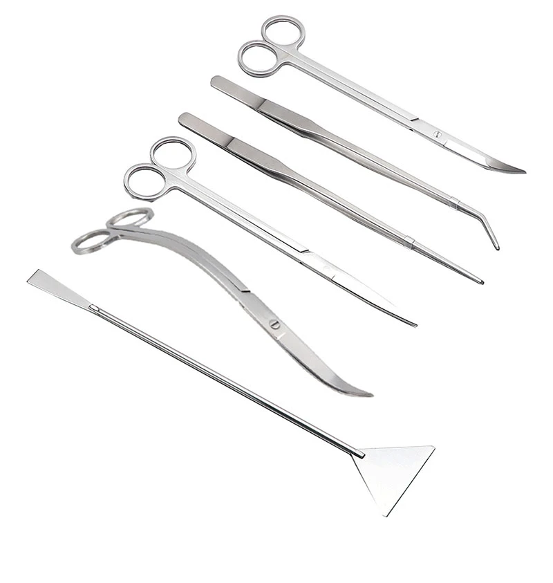 Aquarium Scissor Tools Set Wave Scissors Tweezers Plants Grass Stainless Cleaning Tools Fish Tank Shovels Aquarium Accessories