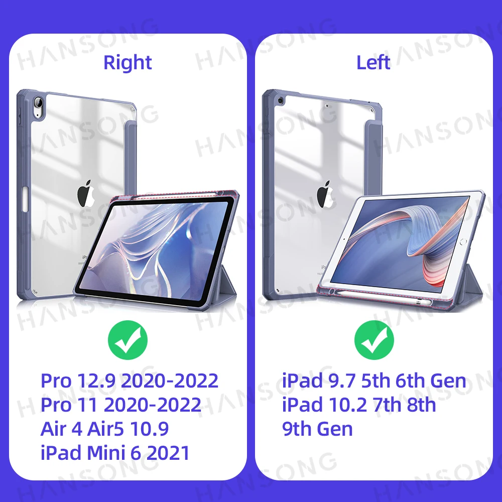 For 2025 Tablet Case iPad Air 11 in M2 M3 Pro 13/11 M4 Cover for iPad 10th 11th(A16) 10.9 Air 4/5 7/8/9th 10.2 9.7 Mini 6 7 Case