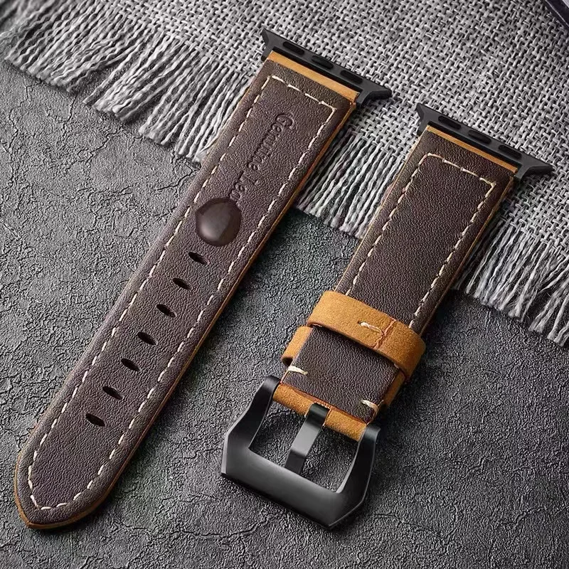 For Apple Watch Band High Quality Leather Strap Men for Series 12 11 10 9 7 8 Ultra 3 2 49mm 44mm 46mm Watch Band 45mm 41mm 42mm