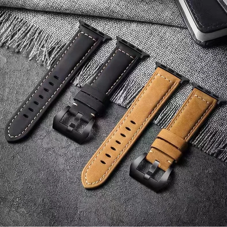 For Apple Watch Band High Quality Leather Strap Men for Series 12 11 10 9 7 8 Ultra 3 2 49mm 44mm 46mm Watch Band 45mm 41mm 42mm
